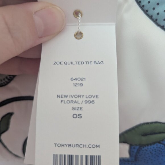 Tory Burch Zoe Quilted Tie Bag in Ivory Floral - Picture 2 of 15